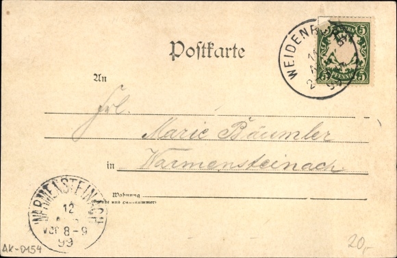 Chromo-Litho Rosenhammer Weidenberg Upper Franconia, tree, partial view, inn