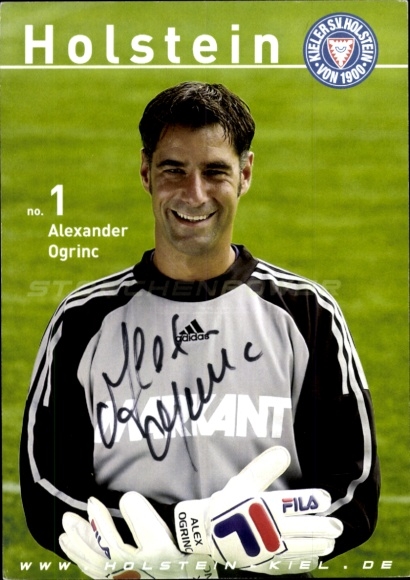 Autograph card footballer Alexander Ogrinc, Holstein Kiel, autograph