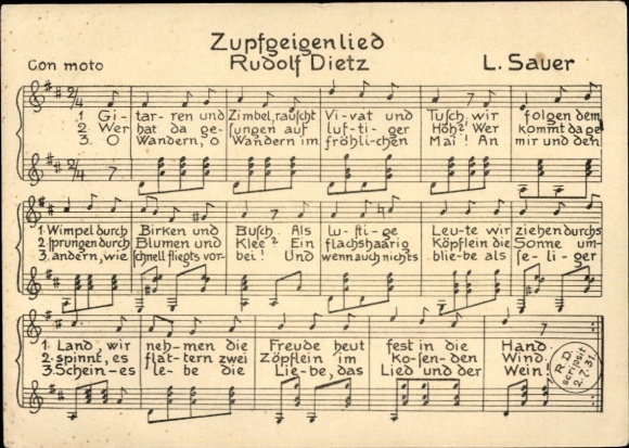Lied Ak Zupfgeigenlied Rudolf Dietz, L. Sauer
