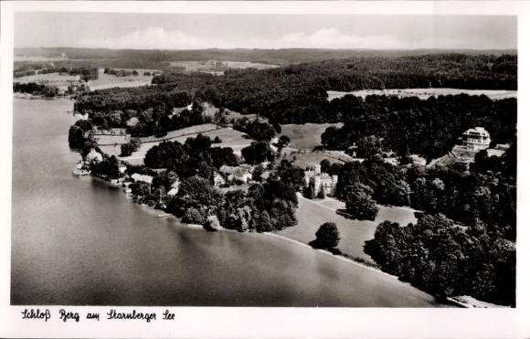 Postcard Berg am Starnberger See Upper Bavaria, Berg Castle, aerial photograph