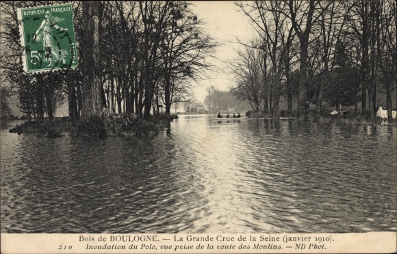 Postcard Boulogne Billancourt Hauts de Seine, Flood of Polo 1910, Hochwasser, Neurdein Frères 210