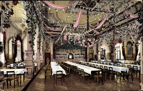 Ansichtkaart Dresden Leuben Großzschachwitz Zschachwitz, concert- en balzaal, binnenaanzicht, herberg