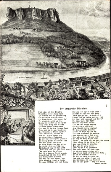 Postcard Bad Schandau an der Elbe, The Lilienstein that was given away