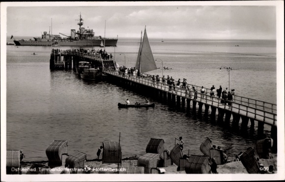 PC Timmendorf on the island of Poel, Seegastbrücke, German warship, Brummer, Art