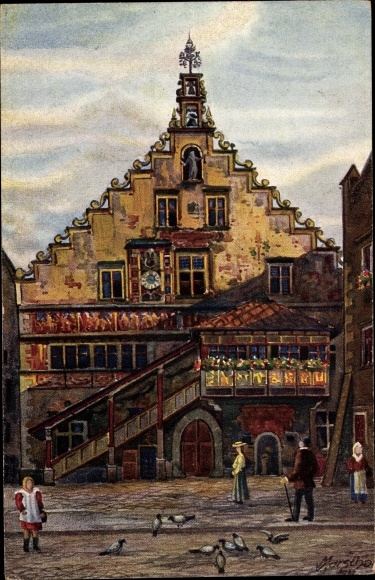 Artist PC Marschall, V., Lindau Lake Constance, view of the town hall