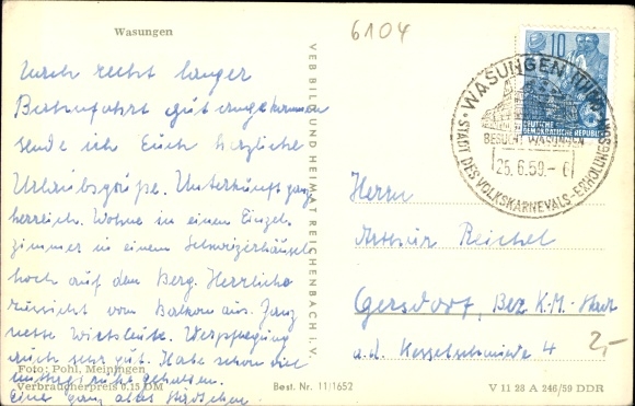 Postcard Wasungen in the Thuringian Forest, Panorama
