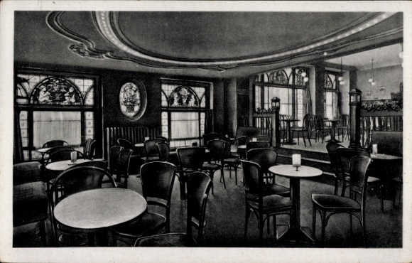 Postcard Perleberg in der Prignitz, pastry shop, coffee, interior view