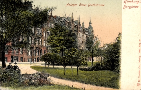 Ansichtkaart Hamburg Mitte Borgfelde, faciliteiten Claus Groth Street