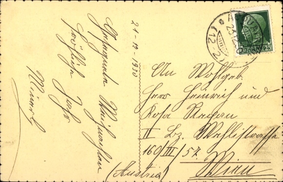 Postcard Italy, mountain hut, poem by C. Bertacchi