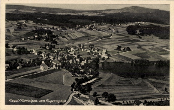 Postcard Nagel in the Fichtelgebirge Upper Franconia, aerial photograph