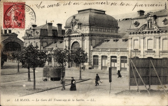 Postcard Le Mans Sarthe, Sarthe tram stop