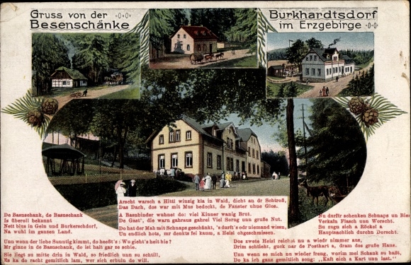 Postcard Burkhardtsdorf Sachsen, Restaurant Besenschänke, exterior view