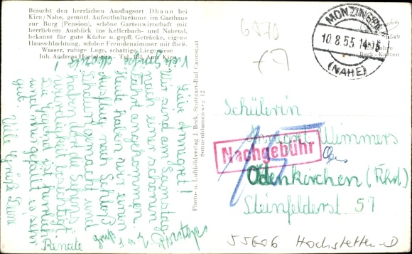 Postcard Hochstetten Dhaun Rhineland Palatinate, Inn Zur Burg, Castle, Horlebein&#39;s Castle Terraces