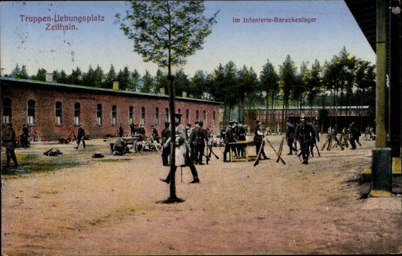 Postcard Zeithain in Saxony, military training area, infantry barrack camp