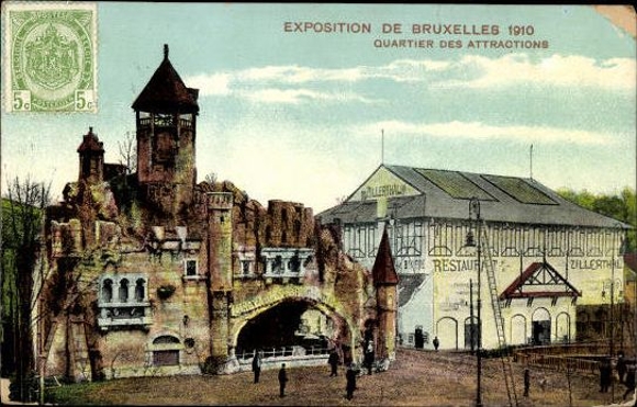 Set von 83 Ansichtskarten, Brüssel Weltausstellung 1910