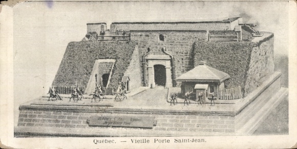 Postcard Quebec Canada, Montmorency River, model of the Vieille Porte Saint-Jean, fortress, detailed view