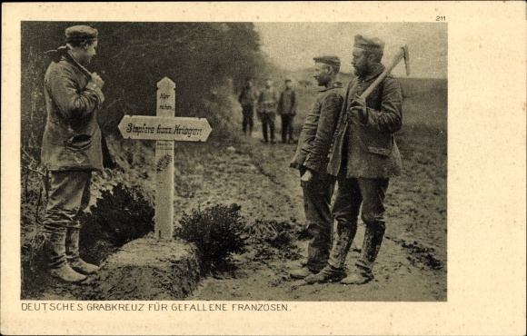 PC German grave cross for fallen French, The German Army, I. WW