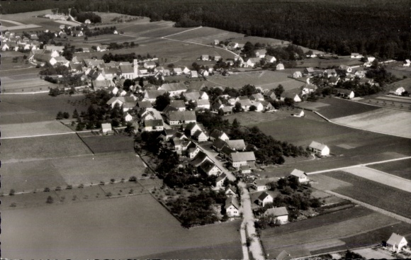 Postcard Boos (near Memmingen) in Swabia, aerial photograph
