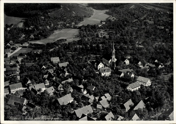 KP Maßbach w Dolnej Frankonii, zdjęcie lotnicze Masbach, widoczny kościół, krajobraz naturalny, 1940 r.