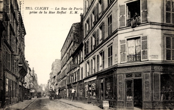 Postcard Clichy Hauts de Seine, La Rue de Paris prize de la Rue Reflut