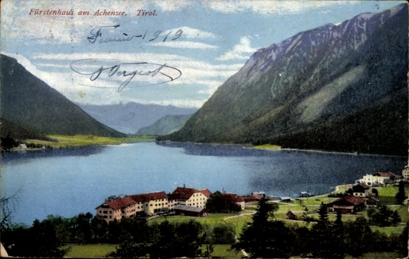 Ak Pertisau Eben am Achensee Tirol, Fürstenhaus am  Berglandschaft, See, 