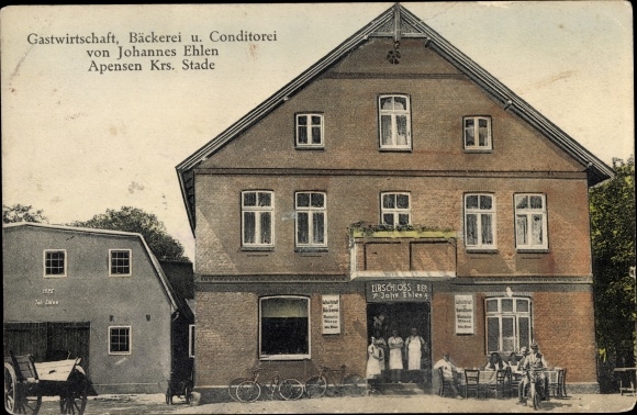 Ak Apensen in de wijk Stade, herberg, bakkerij, patisserie