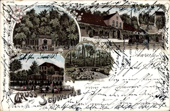 Litho Bad Schwartau in Holstein, Bahnhof, Wilhelmsquelle