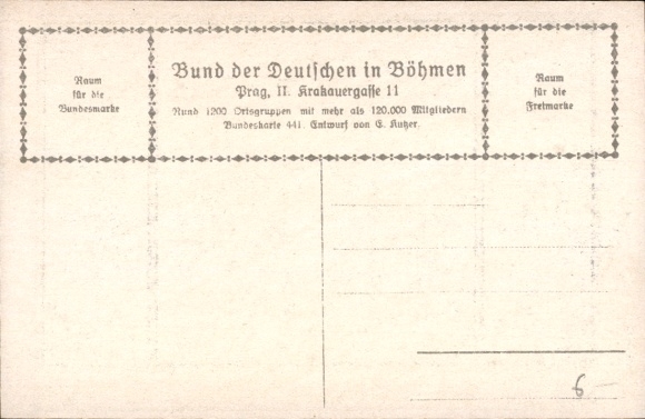 Artist Postcard Goethe, Faust, quote, Be calm, friendly element, League of Germans in Bohemia