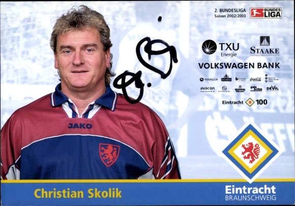Autograph card team supervisor Christian Skolik, Eintracht Braunschweig, autograph