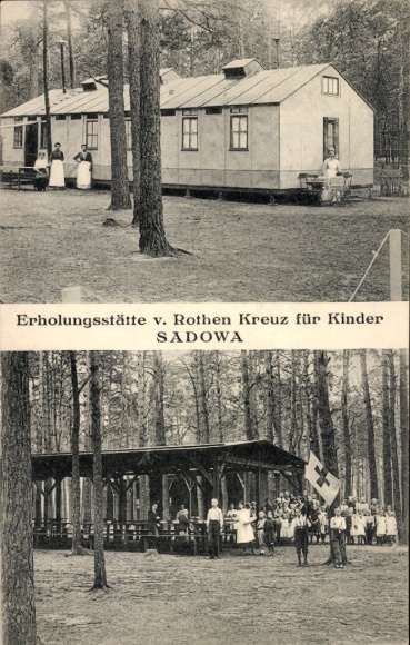 Postcard Berlin Treptow Wuhlheide, Sadowa, Red Cross recreation center for children