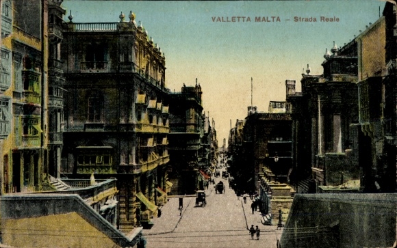 Postcard Valletta Malta, Strada Reale