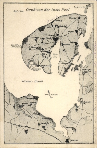 Maps Postcard Insel Poel Mecklenburg, Kirchdorf, Fährdorf, Timmendorf, Wismar Bay