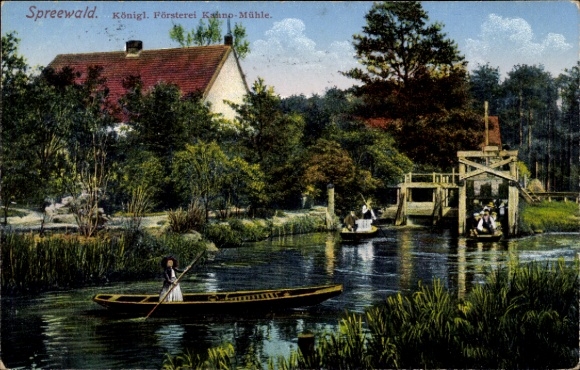 Ak Lübbenau im Spreewald, Königliche Försterei Kanno Mühle