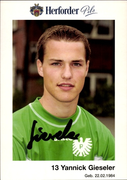 Autogrammkarte Fußballer Yannick Gieseler, Preußen Münster, Autogramm