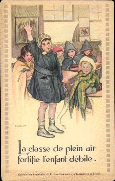 Artysta CPA Classe de plein air fortife l'enfant debile