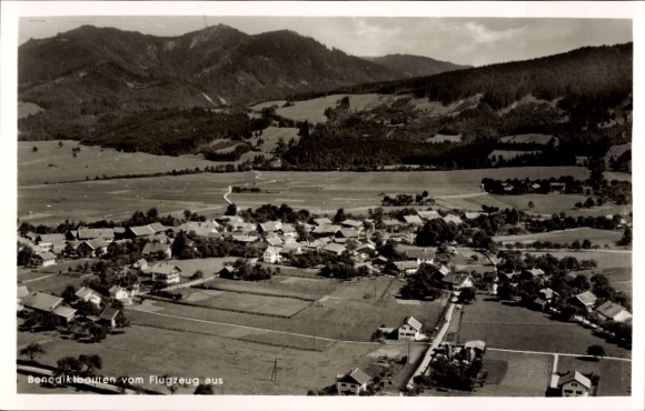 Postcard Benediktbeuern in Upper Bavaria, aerial photograph