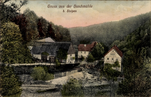 Postcard Stolpen in Saxony, part at the Buschmühle, P. Teuchert