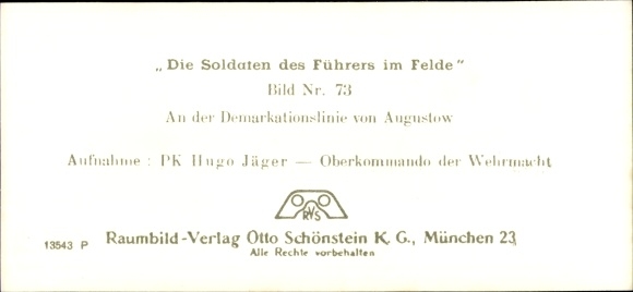 Stereo spatial image photo &quot;The soldiers of the leader in the field&quot;, No. 73, demarcation line of Augustow
