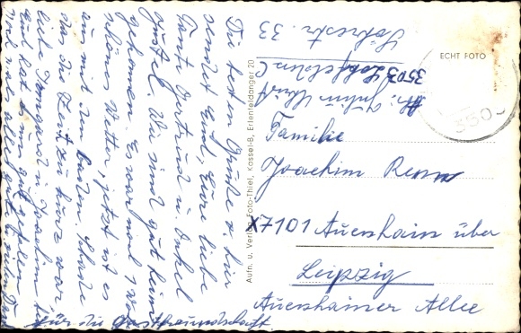 Postcard Lohfelden in Hesse, church, elementary school, new star, outdoor pool, community center