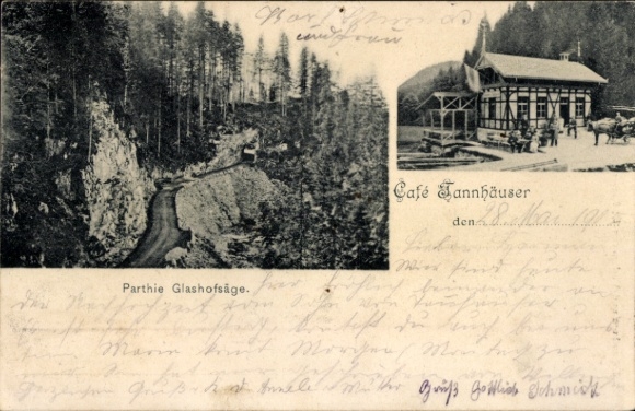 Postcard St. Blasien in the Black Forest, Glashofsäge, Cafe Tannhäuser