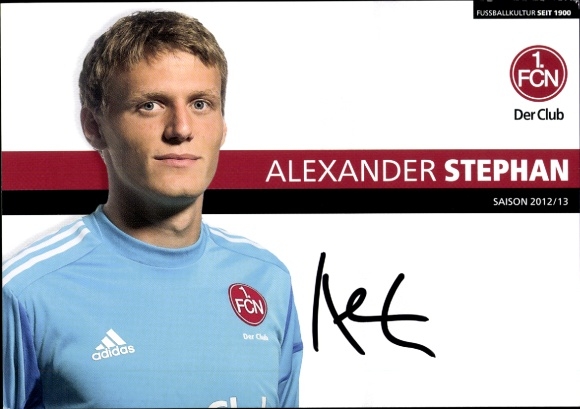 Autograph card footballer Alexander Stephan, 1. FC Nuremberg, autograph