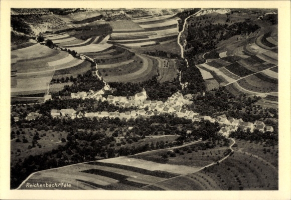 Postcard Reichenbach im Täle Deggingen in Württemberg, aerial photograph