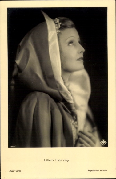 Ak Schauspielerin Lilian Harvey, Portrait im Profil