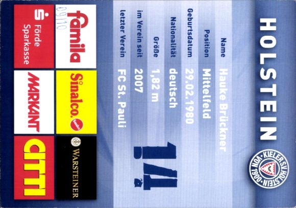 Autograph card footballer Hauke Brückner, Holstein Kiel, autograph