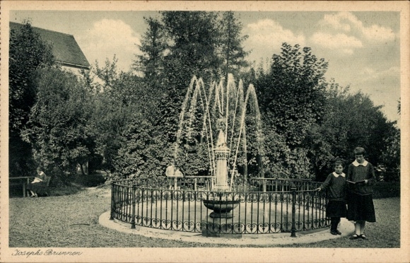 Postcard Zangberg in Upper Bavaria, Educational Institute St. Joseph of the Salesian Sisters, Josephsbrunnen