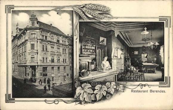 Postcard Elberfeld Wuppertal, Restaurant Berendes, Billiards