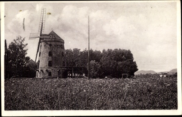 Postcard Dresden Gohlis, Gohlis Windmill