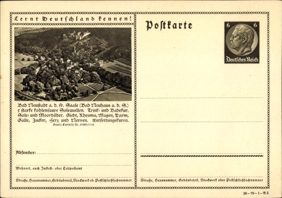 Postcard Bad Neuhaus Bad Neustadt an der Saale Lower Franconia, landscape view, spa town Bad Neustadt...