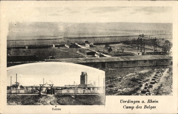 Ak Uerdingen Krefeld am Niederrhein, Belgisches Militärlager, Eingang