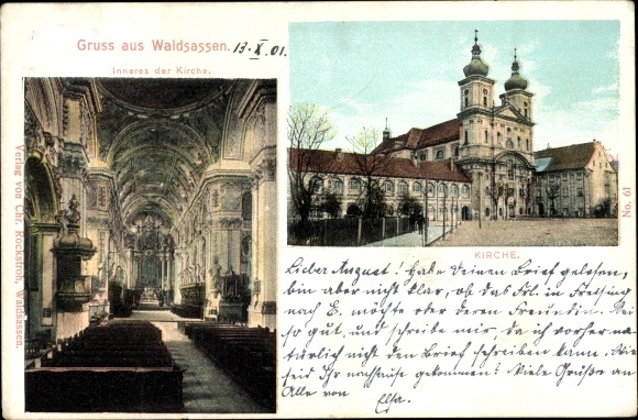 Postcard Waldsassen in der Oberpfalz, church, interior view